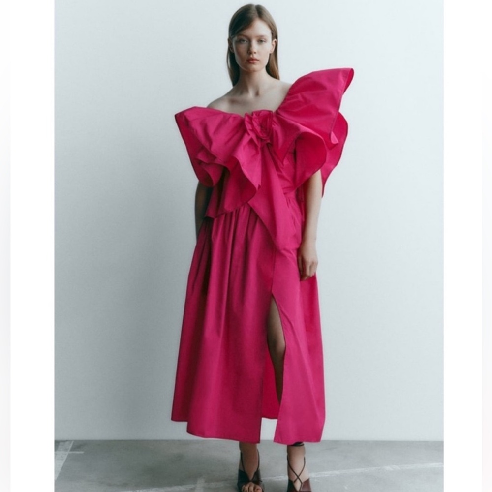 ZARA Ruffled Asymmetric one shoulder Top S & M Available NWT - Picture 10 of 12